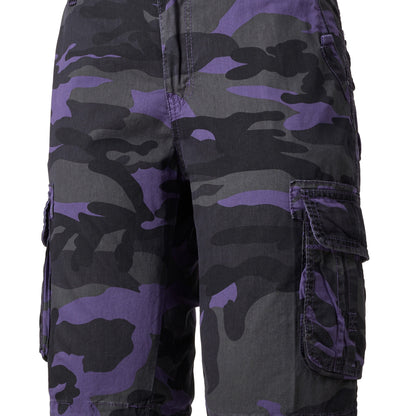 Men's Casual Camouflage Pattern Cargo Shorts, Chic Cotton Outdoor Shorts For Summer Hiking, Bermuda Shorts