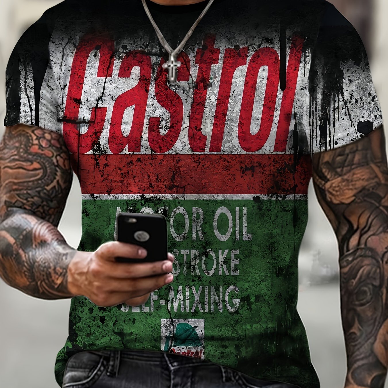 Motorcycle rider 3D digital pattern printed T-shirt, casual street style T-shirt, short-sleeved comfortable pullover, suitable for men's summer clothing