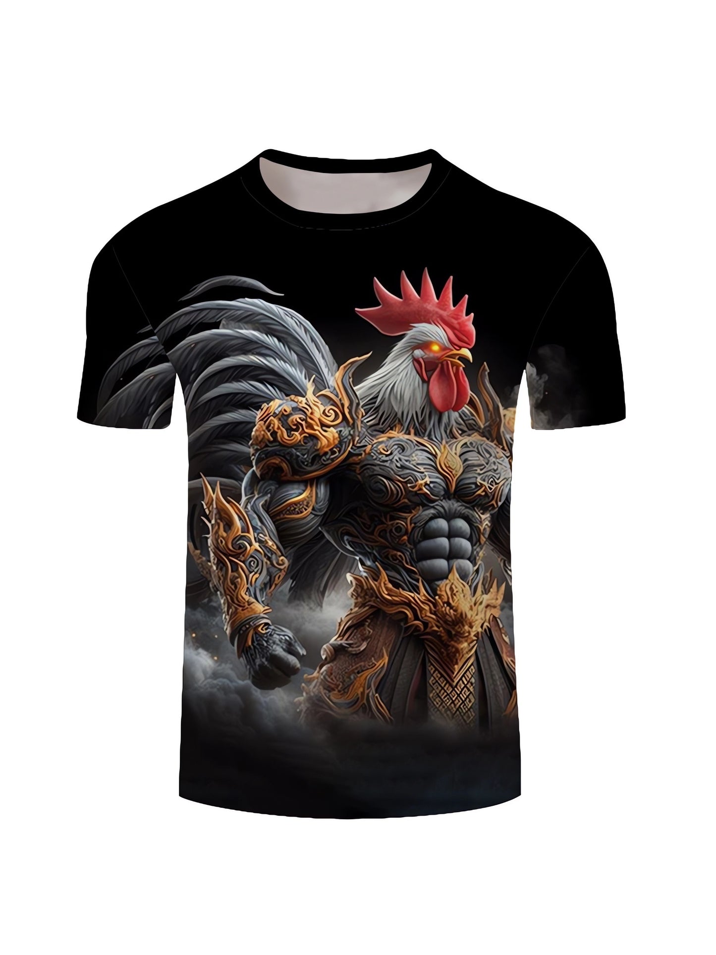 Men's Plus Size Street Style 3D Printed T-Shirt - Comfortable Polyester Blend, Round Neck, Short Sleeve for Summer Sports, PLUS SIZE