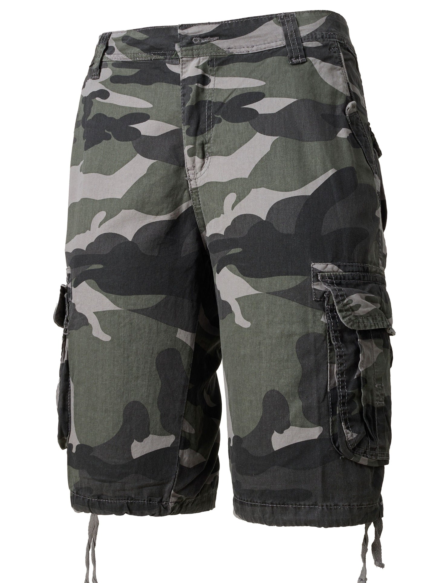 Men's Casual Camouflage Pattern Cargo Shorts, Chic Cotton Outdoor Shorts For Summer Hiking, Bermuda Shorts