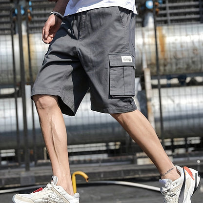 Stylish Multi-Pocket Cargo Shorts - Men's Casual Drawstring Waist Bermuda Shorts for Summer Outdoor Activities - Breathable, Lightweight, and Comfortable