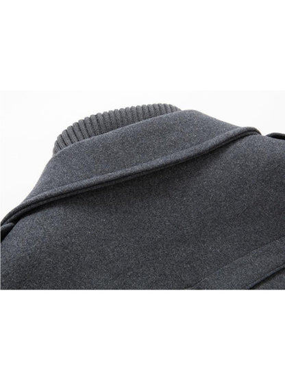 Men's Business Woolen Coat Fashion Double Collar Mid-length Woolen Jacket For Autumn/ Winter