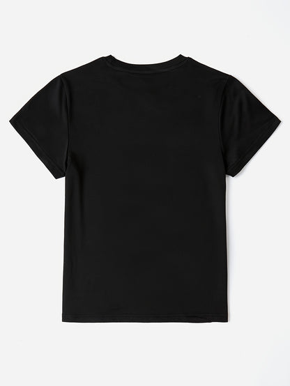 Italy Milan lettering printed T-shirt men's casual style summer and autumn slightly elastic round neck T-shirt