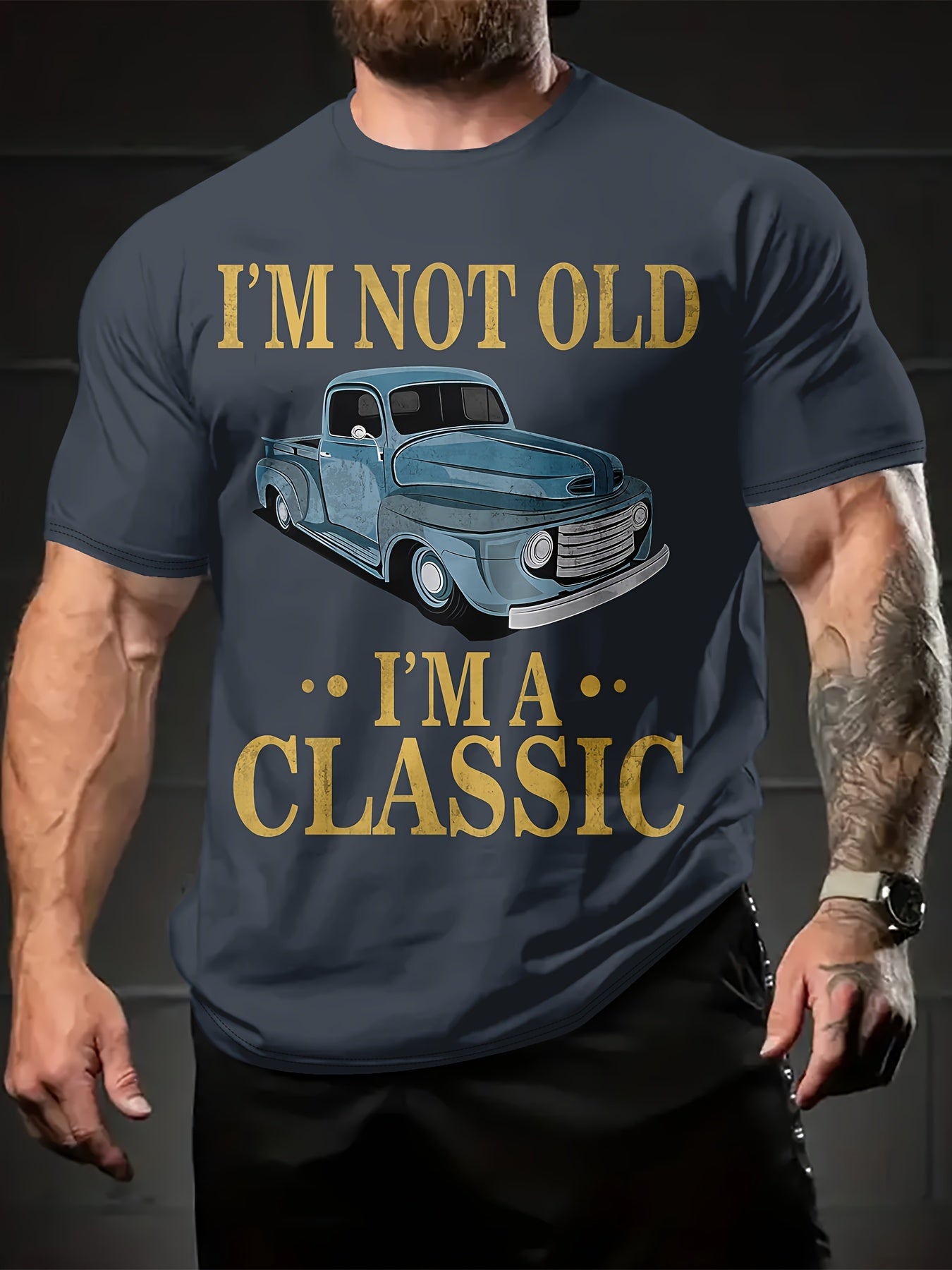 Summer Comfort Men's Round Neck 3D Printed T-Shirt - Breathable, Loose Fit, Letter Car Picture Design, Soft and Lightweight Fabric - Ideal for Casual Outings and Relaxation