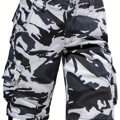 Loose Fit Cotton Camo Pattern Cargo Shorts - Comfortable Summer Shorts with Multiple Pockets, Hand Wash Only, Non-Stretch, Woven Fabric, Perfect for Casual Mens Outfits