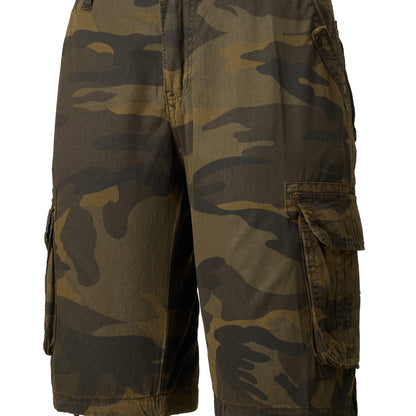 Men's Casual Camouflage Pattern Cargo Shorts, Chic Cotton Outdoor Shorts For Summer Hiking, Bermuda Shorts