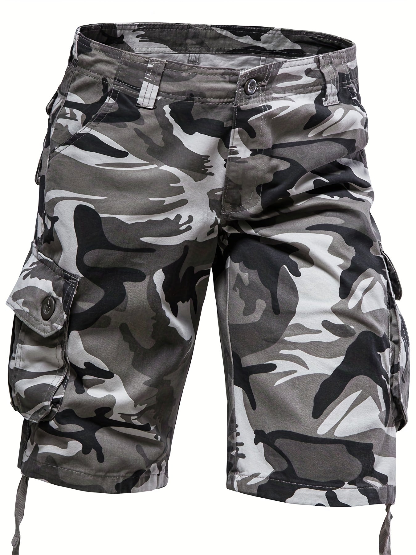 Loose Fit Cotton Camo Pattern Cargo Shorts - Comfortable Summer Shorts with Multiple Pockets, Hand Wash Only, Non-Stretch, Woven Fabric, Perfect for Casual Mens Outfits