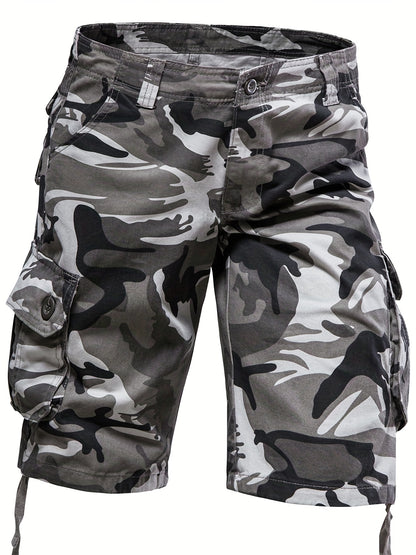 Loose Fit Cotton Camo Pattern Cargo Shorts - Comfortable Summer Shorts with Multiple Pockets, Hand Wash Only, Non-Stretch, Woven Fabric, Perfect for Casual Mens Outfits
