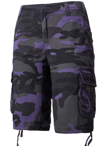 Men's Casual Camouflage Pattern Cargo Shorts, Chic Cotton Outdoor Shorts For Summer Hiking, Bermuda Shorts