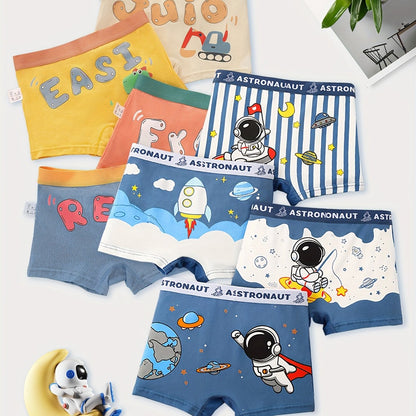 8pcs Toddler Boys Underwear Soft Breathable Cartoon Random Pattern Comfy Boxers Briefs