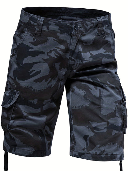 Loose Fit Cotton Camo Pattern Cargo Shorts - Comfortable Summer Shorts with Multiple Pockets, Hand Wash Only, Non-Stretch, Woven Fabric, Perfect for Casual Mens Outfits