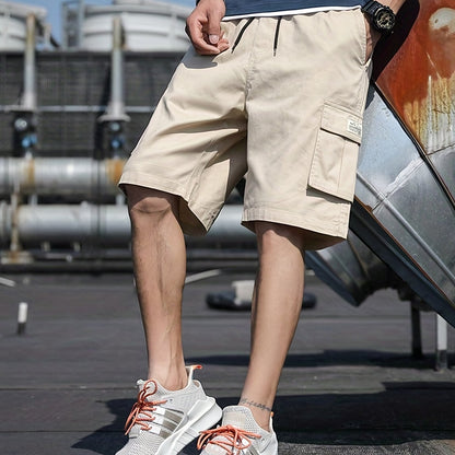 Stylish Multi-Pocket Cargo Shorts - Men's Casual Drawstring Waist Bermuda Shorts for Summer Outdoor Activities - Breathable, Lightweight, and Comfortable