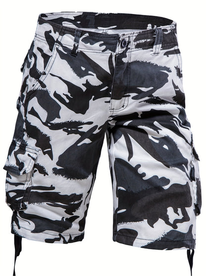 Loose Fit Cotton Camo Pattern Cargo Shorts - Comfortable Summer Shorts with Multiple Pockets, Hand Wash Only, Non-Stretch, Woven Fabric, Perfect for Casual Mens Outfits