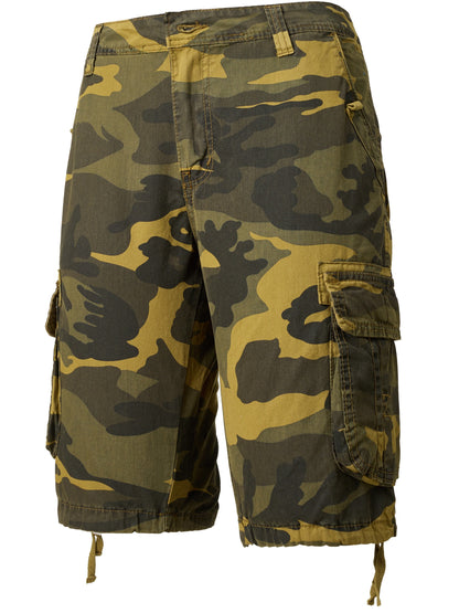 Men's Casual Camouflage Pattern Cargo Shorts, Chic Cotton Outdoor Shorts For Summer Hiking, Bermuda Shorts