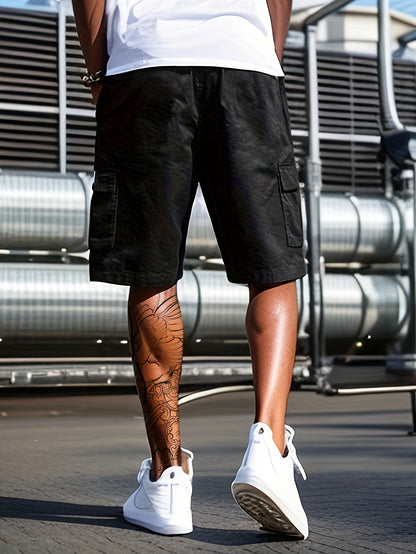 Chic Cargo Shorts, Men's Casual Multi Pocket Cargo Shorts For Summer Outdoor Activities, Bermuda Shorts