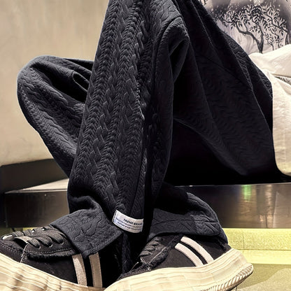 Drawstring Sweatpants Loose Fit Pants Men's Casual Baggy Pants Straight Leg Trousers For Spring Autumn Streetwear