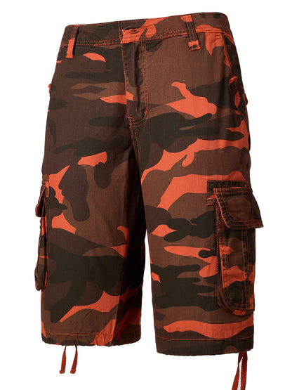 Men's Casual Camouflage Pattern Cargo Shorts, Chic Cotton Outdoor Shorts For Summer Hiking, Bermuda Shorts