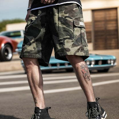 Camouflage Print Men's Cargo Shorts Pants Outdoor Hiking Multi-Pocket Utility Shorts, Casual Style, For Summer