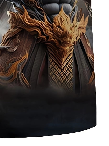 Men's Plus Size Street Style 3D Printed T-Shirt - Comfortable Polyester Blend, Round Neck, Short Sleeve for Summer Sports, PLUS SIZE