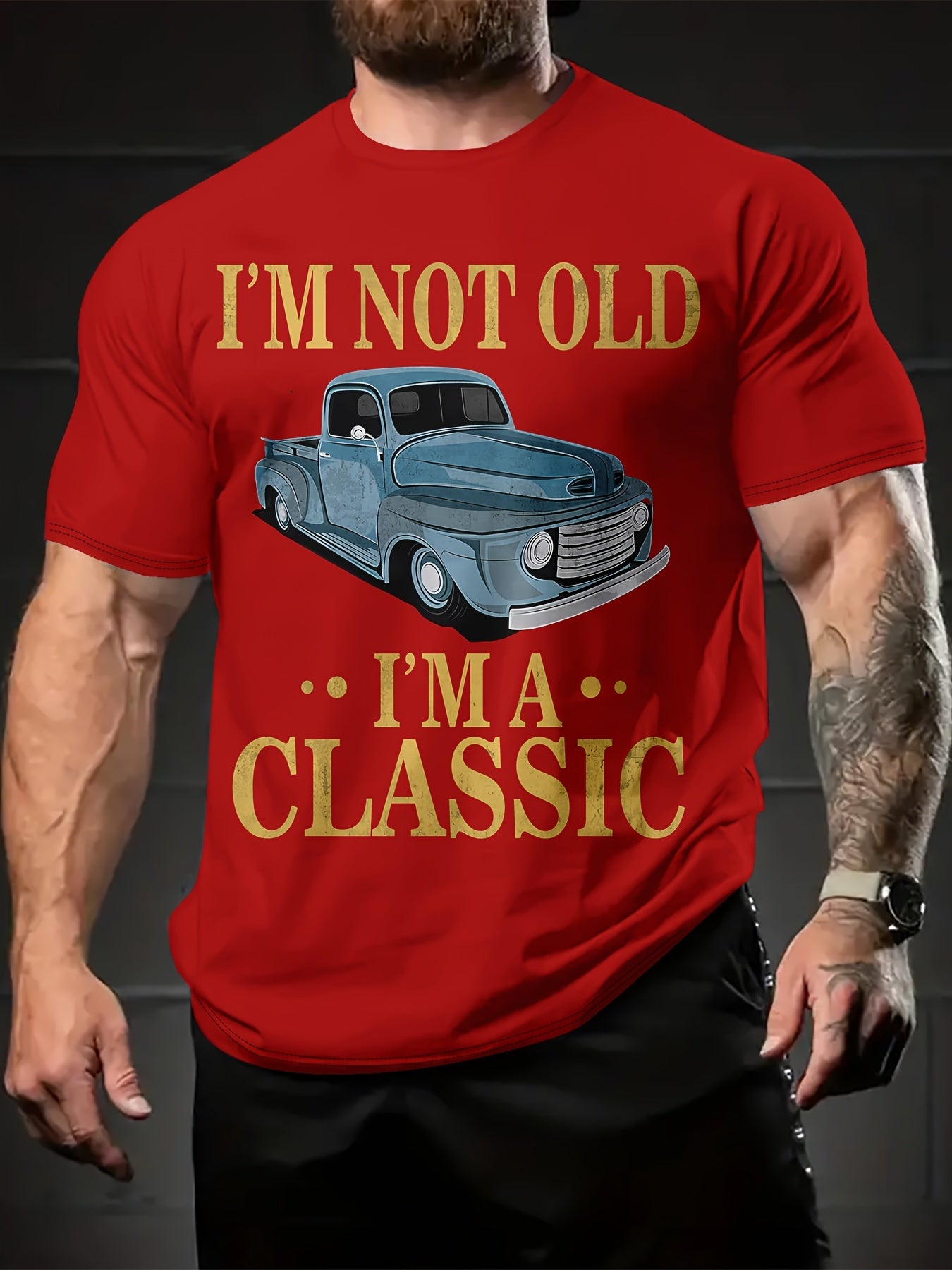 Summer Comfort Men's Round Neck 3D Printed T-Shirt - Breathable, Loose Fit, Letter Car Picture Design, Soft and Lightweight Fabric - Ideal for Casual Outings and Relaxation