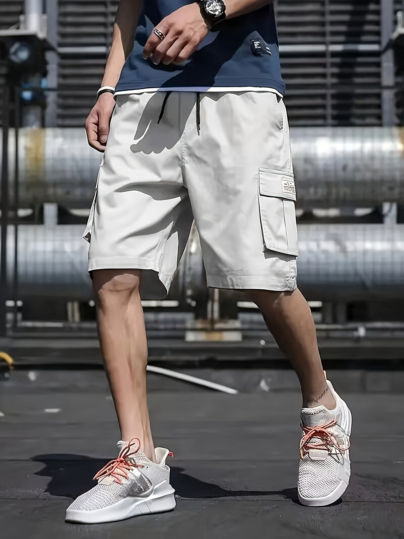 Stylish Multi-Pocket Cargo Shorts - Men's Casual Drawstring Waist Bermuda Shorts for Summer Outdoor Activities - Breathable, Lightweight, and Comfortable