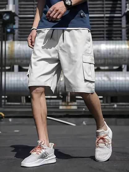 Stylish Multi-Pocket Cargo Shorts - Men's Casual Drawstring Waist Bermuda Shorts for Summer Outdoor Activities - Breathable, Lightweight, and Comfortable