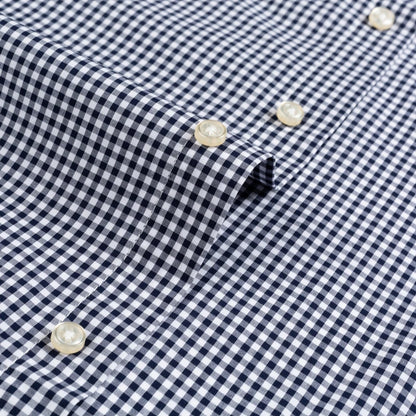 Men's Standard-Fit Long-Sleeve Casual Checked Shirt Single Patch Pocket Button-down Collar Comfortable 100% Cotton Gingham Shirt