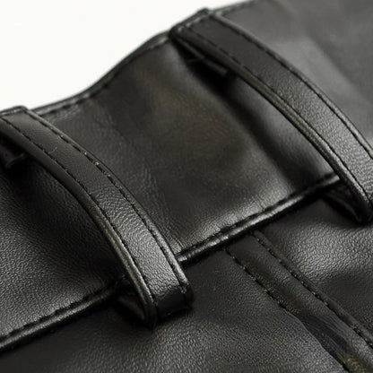 Men's Leather Pants Slim Fit PU Leather Pants Elastic Single Layer Motorcycle Leather Pants Man Waterproof Oil-Proof Young