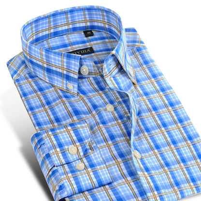 Fashion Plaid Cotton Shirts Men Long Sleeve Button Down Comfort Soft Slim Fit Men's Casual Checked  Shirt