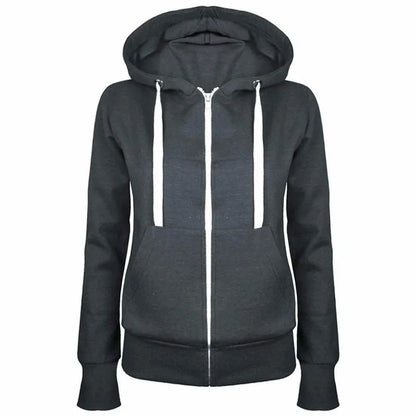 2023 Fashion Trend Zipper Hooded  Long-sleeved Plus Cashmere Sweater Coat