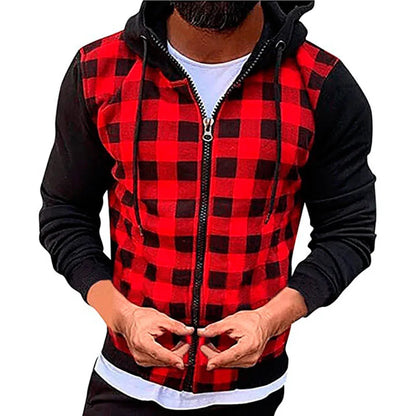 Men's Jackets 2025New Casual Slim Plaid Bomber Jacket Men Autumn Winter Long Sleeve Zipper Hooded Cardigan Windbreakers Coat Men
