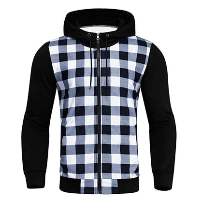 Men's Jackets 2025New Casual Slim Plaid Bomber Jacket Men Autumn Winter Long Sleeve Zipper Hooded Cardigan Windbreakers Coat Men