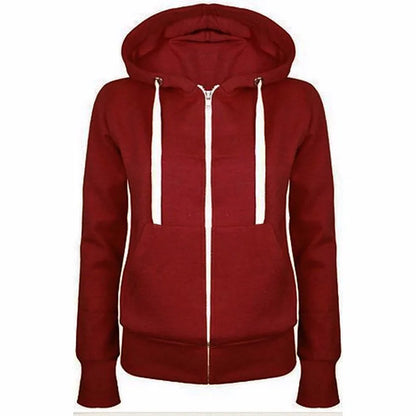 2023 Fashion Trend Zipper Hooded  Long-sleeved Plus Cashmere Sweater Coat