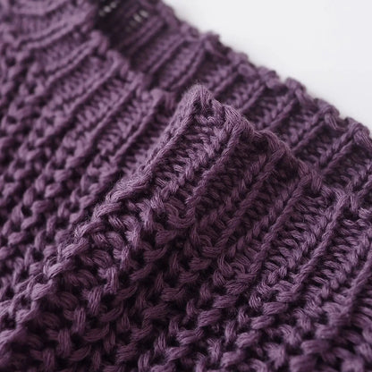 TRAFSHE Fall Sweater Sleeveless Knitted Loose Pullover O Neck Purple Color Lady Sweater Women Clothing Streetwear 5536/100