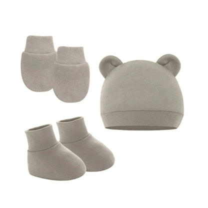 3Pcs Cotton Baby Beanie for Newborn Baby Bonnet Gloves Socks Set Baby Hat