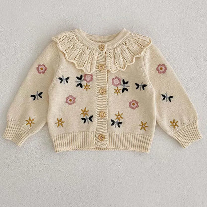 Baby Sweater Fashion Petals Collar Knitted Cardigan Jacket Baby Sweater Coat Girls Cardigan Girls Autumn Winter Sweaters