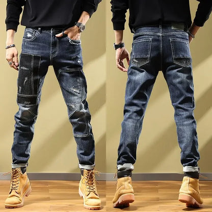 Tapered Jeans for Men Tight Pipe Summer Man Cowboy Pants Slim Fit Trousers Skinny 2024 Korean Autumn Designer Y 2k Vintage Trend