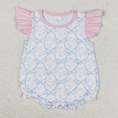 Hot Sale Infant Baby Girls Rompers Duck Flutter Sleeve Rompers Boutique Kids Clothes Sibling Onesie Toddler Girls Bubble Rompers