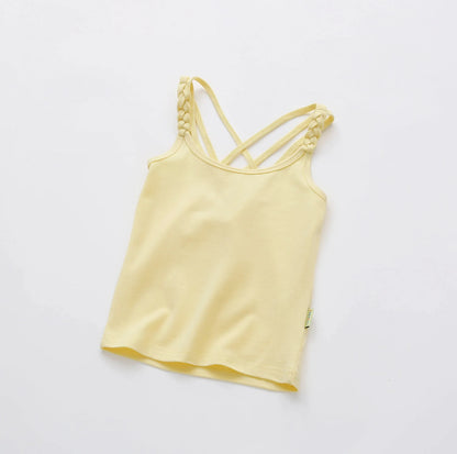 2022 Girls Summer Tank Tops Cotton Kids Underwear Model Candy Color Girl Camisole Baby Singlets Children Undershirt Sports Top