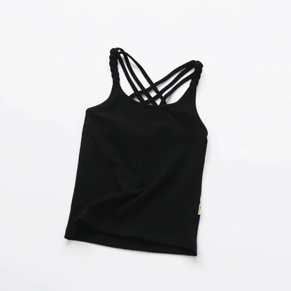 2022 Girls Summer Tank Tops Cotton Kids Underwear Model Candy Color Girl Camisole Baby Singlets Children Undershirt Sports Top