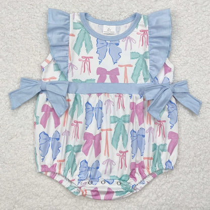 Hot Sale Infant Baby Girls Rompers Duck Flutter Sleeve Rompers Boutique Kids Clothes Sibling Onesie Toddler Girls Bubble Rompers