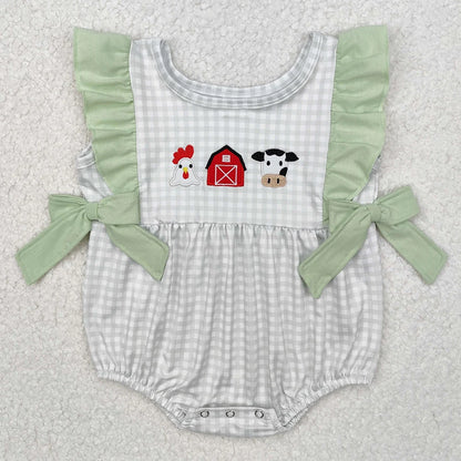 Hot Sale Infant Baby Girls Rompers Duck Flutter Sleeve Rompers Boutique Kids Clothes Sibling Onesie Toddler Girls Bubble Rompers