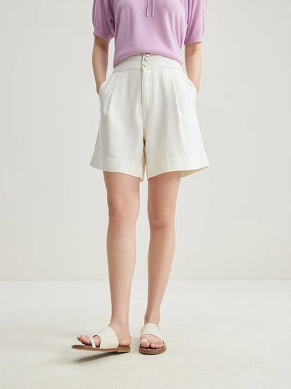 DUSHU Office Lady Skin Cool Denim Shorts, Summer 2024 New High Waisted Denim Shorts White Pink Women Denim Shorts 24DS82249