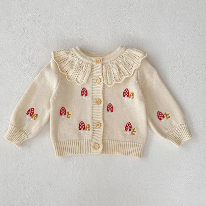 Baby Sweater Fashion Petals Collar Knitted Cardigan Jacket Baby Sweater Coat Girls Cardigan Girls Autumn Winter Sweaters