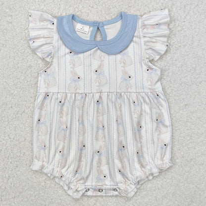 Hot Sale Infant Baby Girls Rompers Duck Flutter Sleeve Rompers Boutique Kids Clothes Sibling Onesie Toddler Girls Bubble Rompers