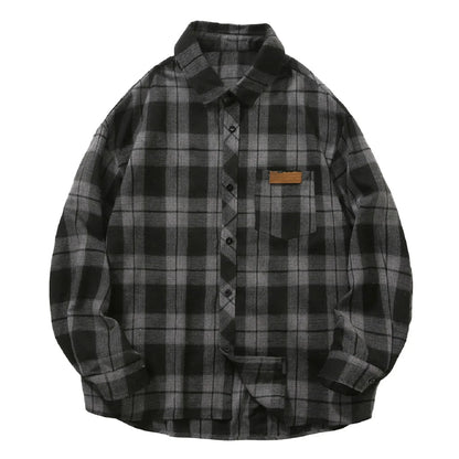 Men'S Casual Versatile Checkered Shirt Men'S Casual Loose Plaid Shirt Button Shirt Simple Fashion Everyday Chemises Hommes