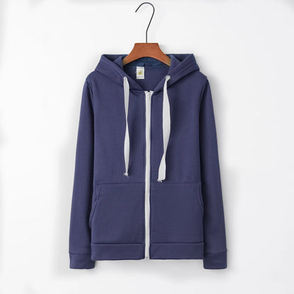 2023 Fashion Trend Zipper Hooded  Long-sleeved Plus Cashmere Sweater Coat