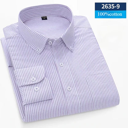 plus size 100%cotton long-sleeve shirts for men Casual solid plain shirt slim fir formal shirt business office Oxford clothes