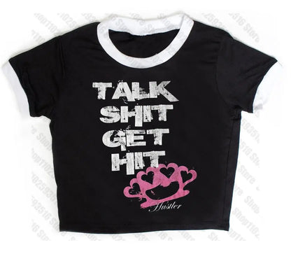 Crop Tops Y2k Vintage Top for Women 90s Vintage Clothes Women's Cropped Aesthetic Clothing Trashy Y2k 2000s Harajuku Emo Woman