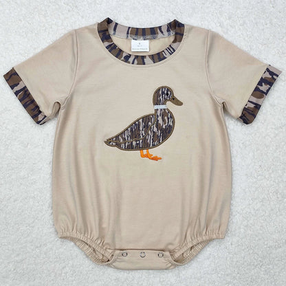 Boutique Infant Baby Girls Rompers Embroidery Camo Ducks Rompers Toddler Boys Rompers Sibling Girls Clothing Wholesale Jumpsuits
